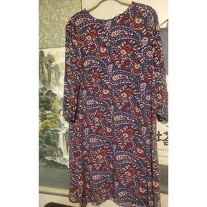 Zip blue red paisley floral dress boho hippy bohemian peace flowing us 10
